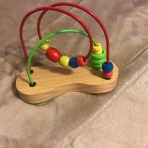 Double Bubble Wooden Bead Maze Multicolor, L: 3.5, W: 8.5, H: 7.6 inch, 6+ Month
